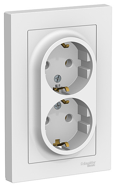 Розетка в сборе Atlasdesign ATN000124, 2 гнезда, с/з, 16А, IP20