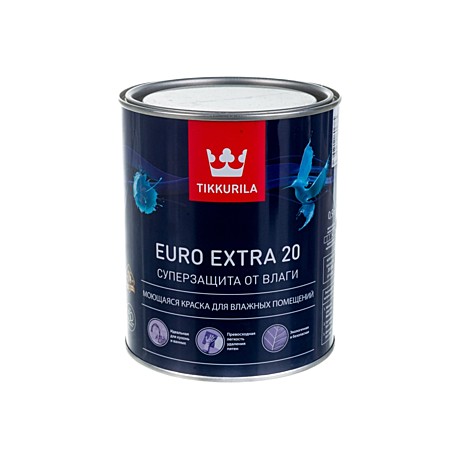 Краска для влажных помещений Tikkurila Euro Extra 20 A полуматовая (0,9 л)