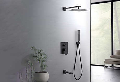 Комплект душевой 4 в 1 Лира, цвет черный матовый, Aquatek AQ1473MB