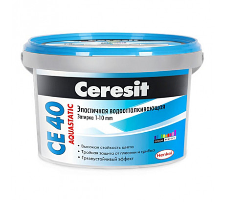 Затирка эластичная противогрибковая водооттал. Ceresit CE 40 серебристо-серая, 1 кг