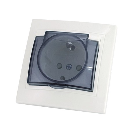 Розетка Таймыр SQ1814-0019, 1 гнездо, с/з, штор. с крышкой. 16А