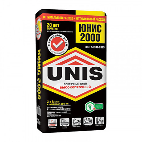 Клей для плитки Unis 2000, 25 кг