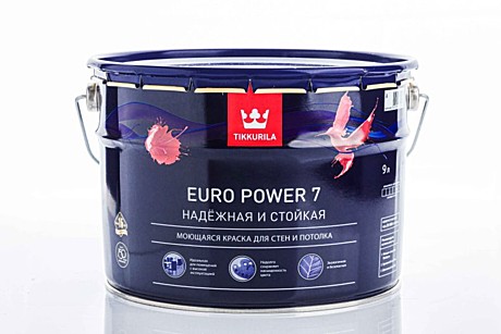 Краска интерьерная моющ. Tikkurila Euro Power 7 база A мат. (9 л)