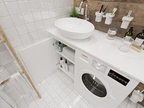 Тумба с раковиной 1Marka Wash 110L белый глянец L с белой столешницей и раковиной Ringo 53*34 Cut
