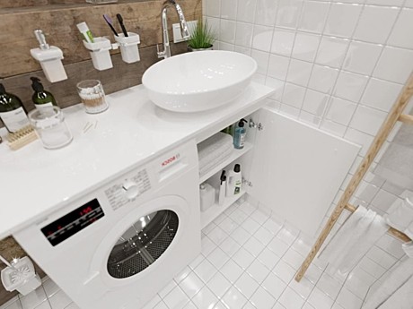 Тумба с раковиной 1Marka Wash 110R белый глянец R с белой столешницей и раковиной Ringo 53*34 Cut