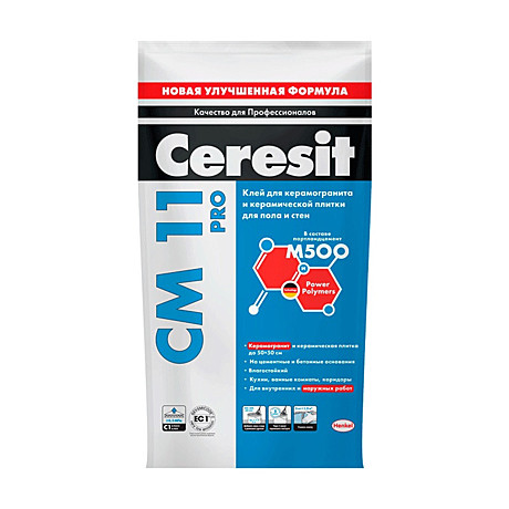 Клей для керамогранита и керамической плитки для пола и стен Сeresit CM 11 PRO, 25 кг