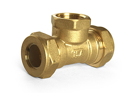 Тройник обжимной латунный разъёмный (F) 25х1х25 EF, Stahlmann