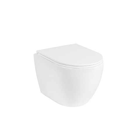 Унитаз подвесной ROYCE Pro, безободковый, сиденье дюропласт, микролифт, белый