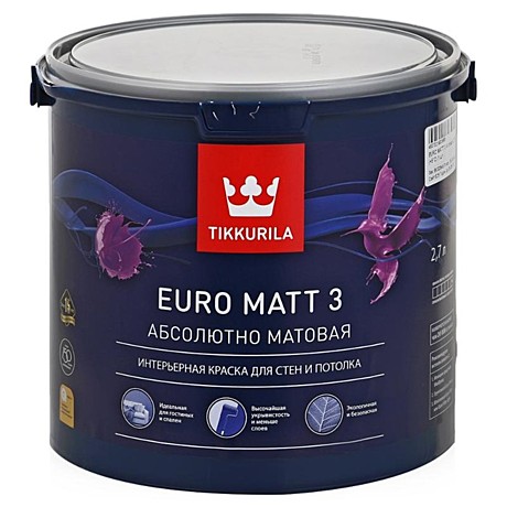 Краска интерьерная Tikkurila Euro Matt 3 база A гл/мат (9 л)