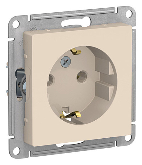Розетка Atlasdesign SE ATN000243, 1 гнездо, с/з, 16А, IP20, бежевая