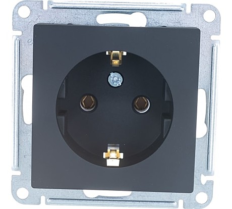 Розетка Atlasdesign SE ATN001043, 1 гнездо, с/з, 16А, IP20, карбон