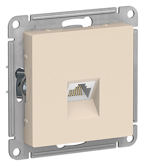 Розетка компьютерная Atlasdesign RJ-45 SE ATN000283, 1 гнездо, 5е, IP20, бежевая